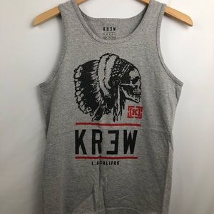 KREW tank top Indian Headdress Skull Chief